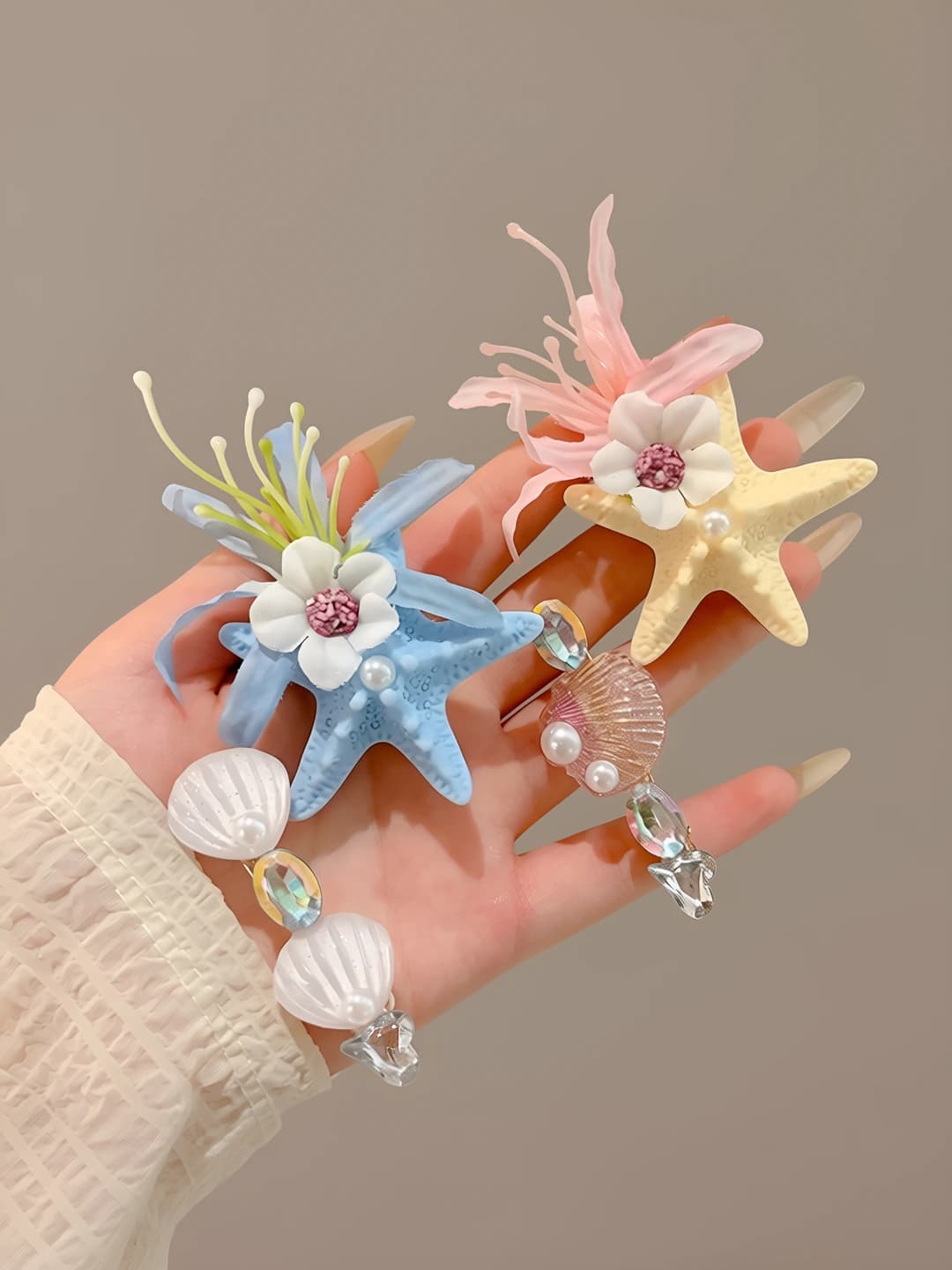25# Starfish and flowers, 4 pcs