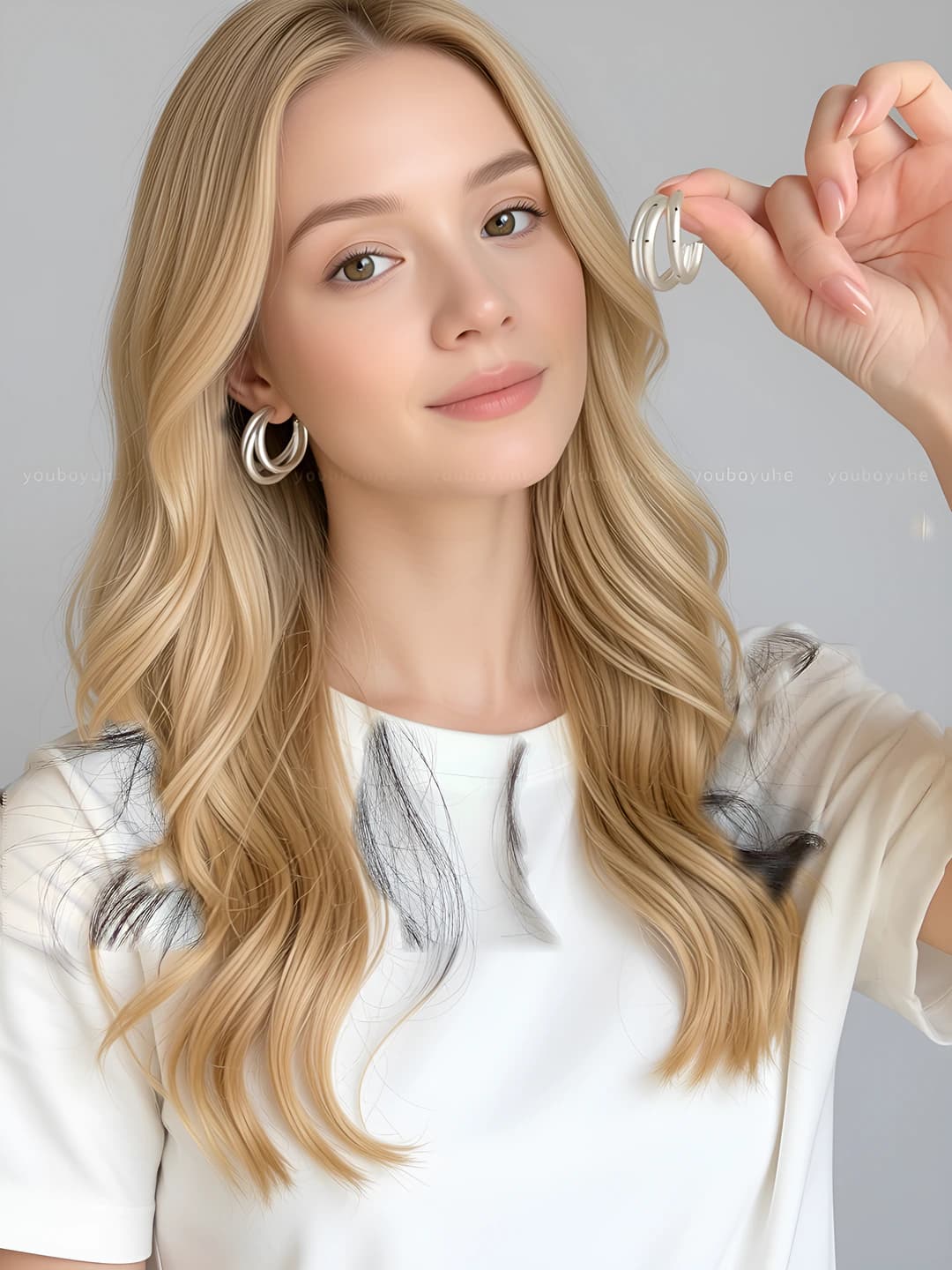 Polka dot multi-layer metal hoop earrings