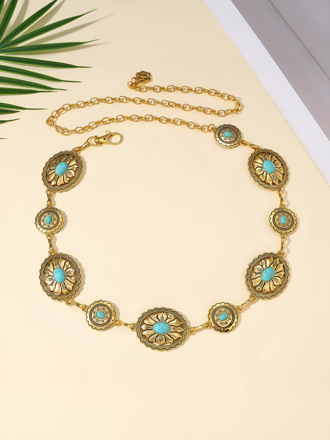 37# New gold oval turquoise