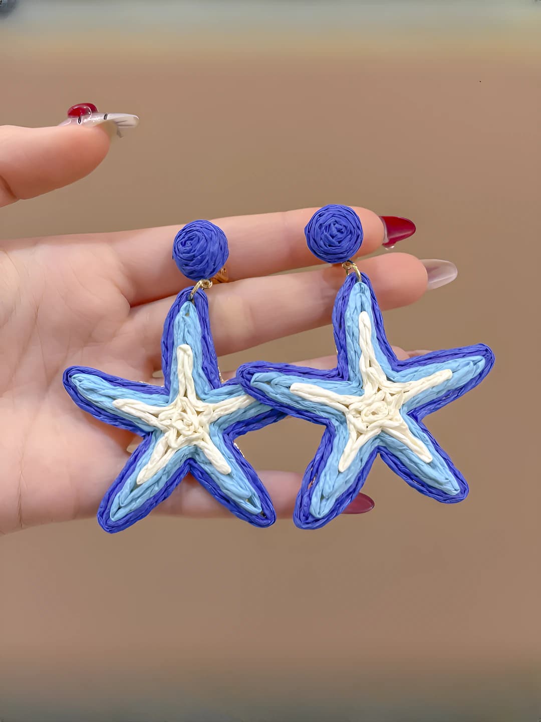 Blue starfish earrings
