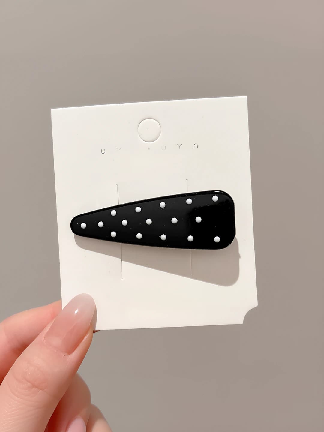 3# Black polka dot clip ~5.7cm