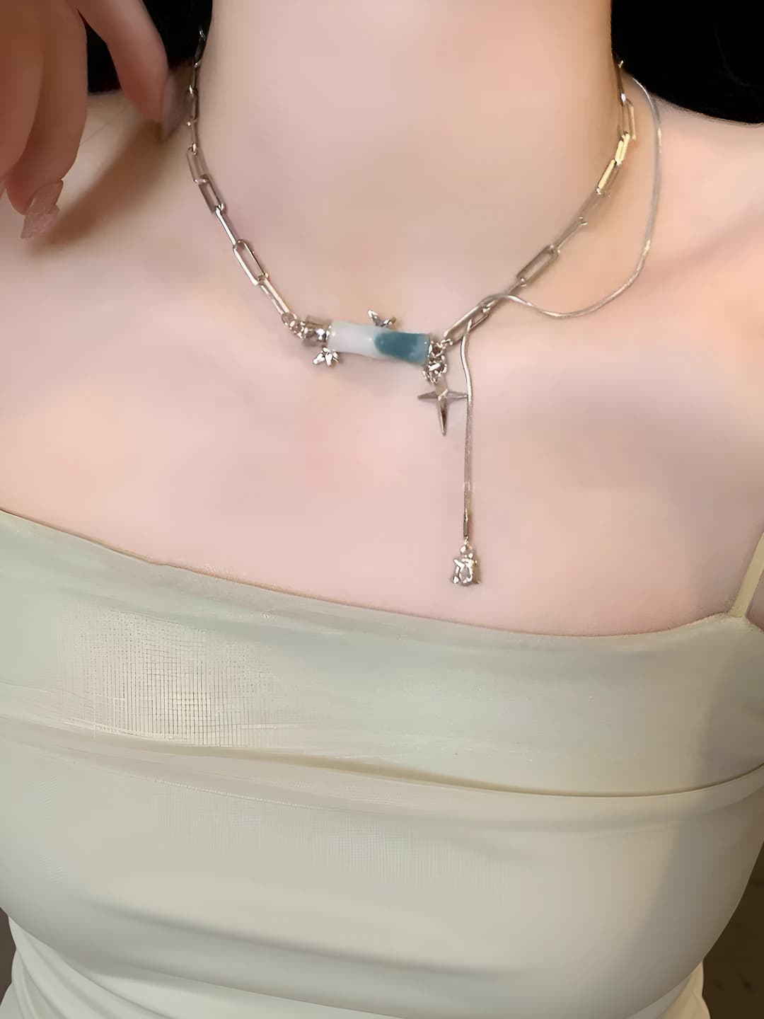 Women's summer cross chain necklace in Chinese style