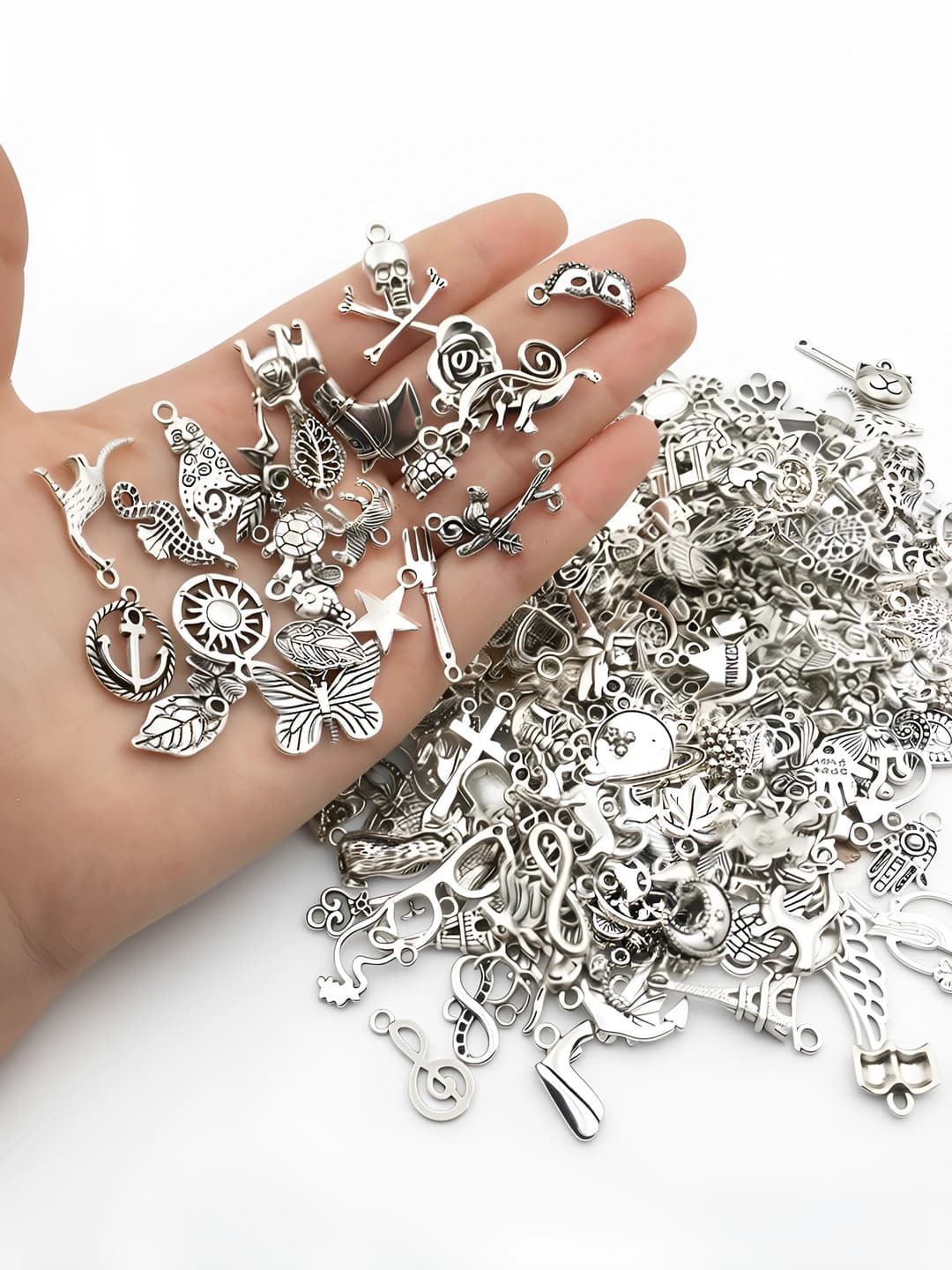 50 pcs random antique silver charm