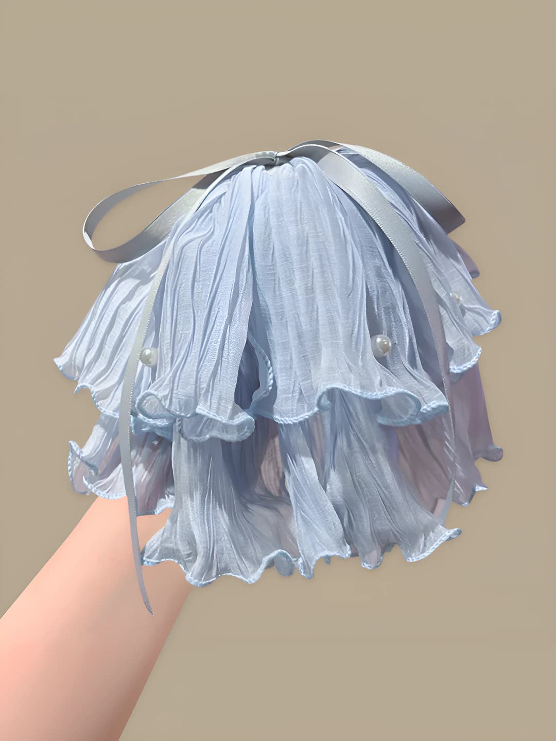 Blue, 4 cm, ribbon 17 cm, bow 18 cm