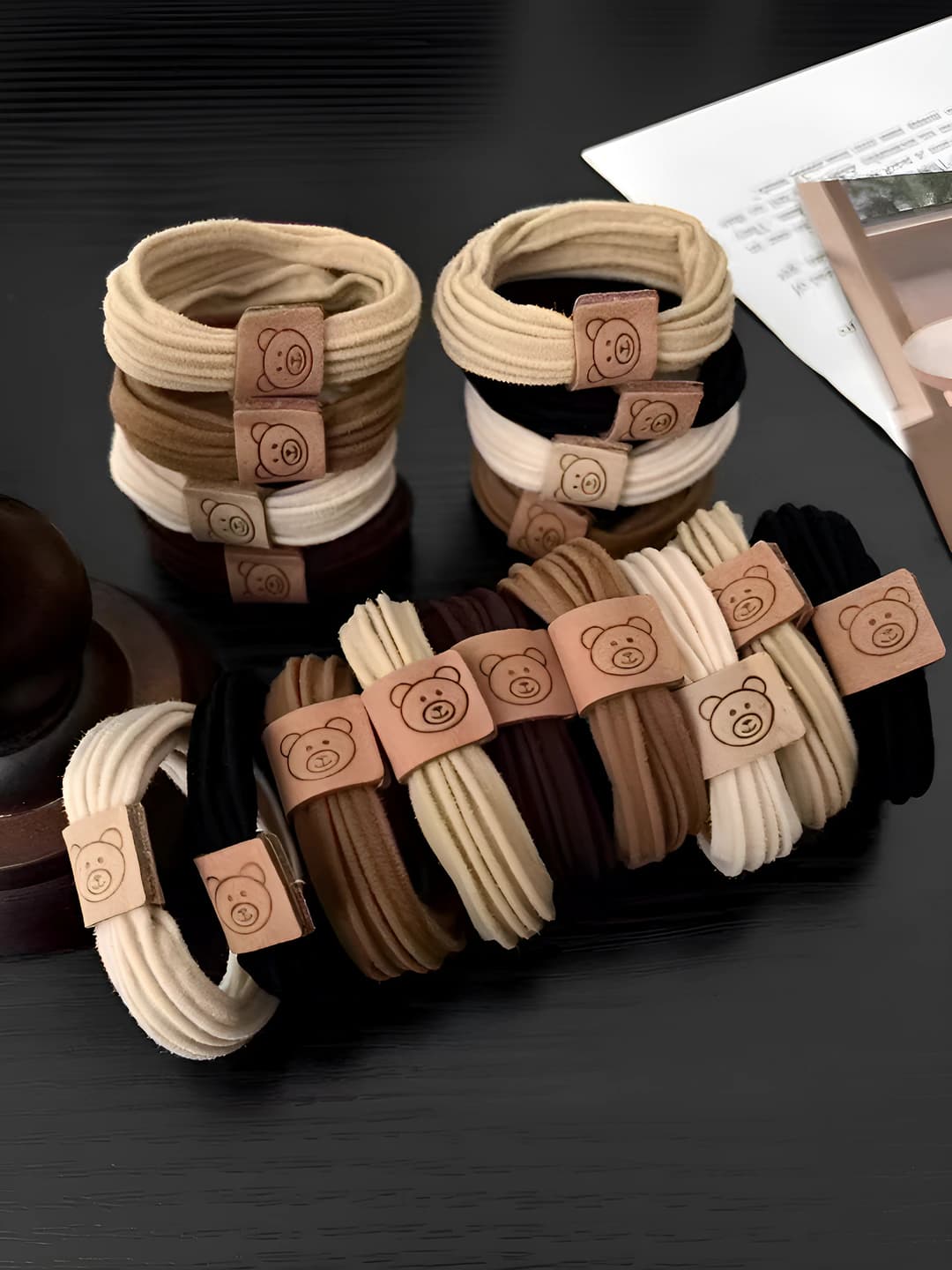 Women's thickened stretch hair ties: seamless, thick, cute bear design, for high ponytail and bun
