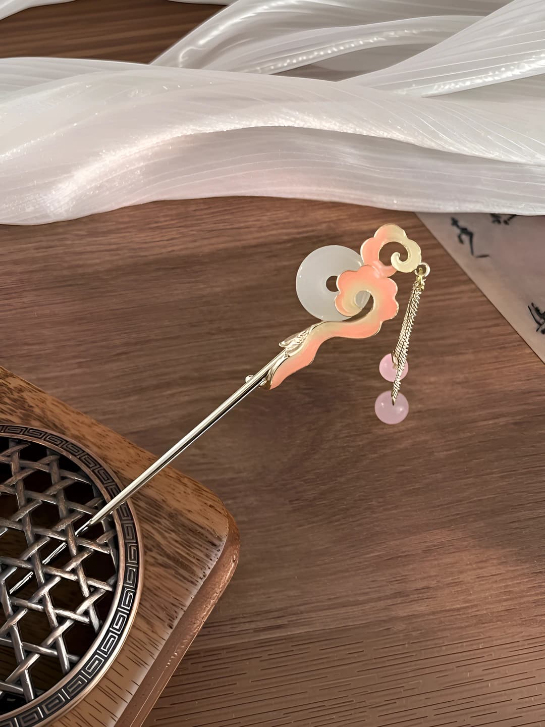 1# Peach blossom tassel hairpin
