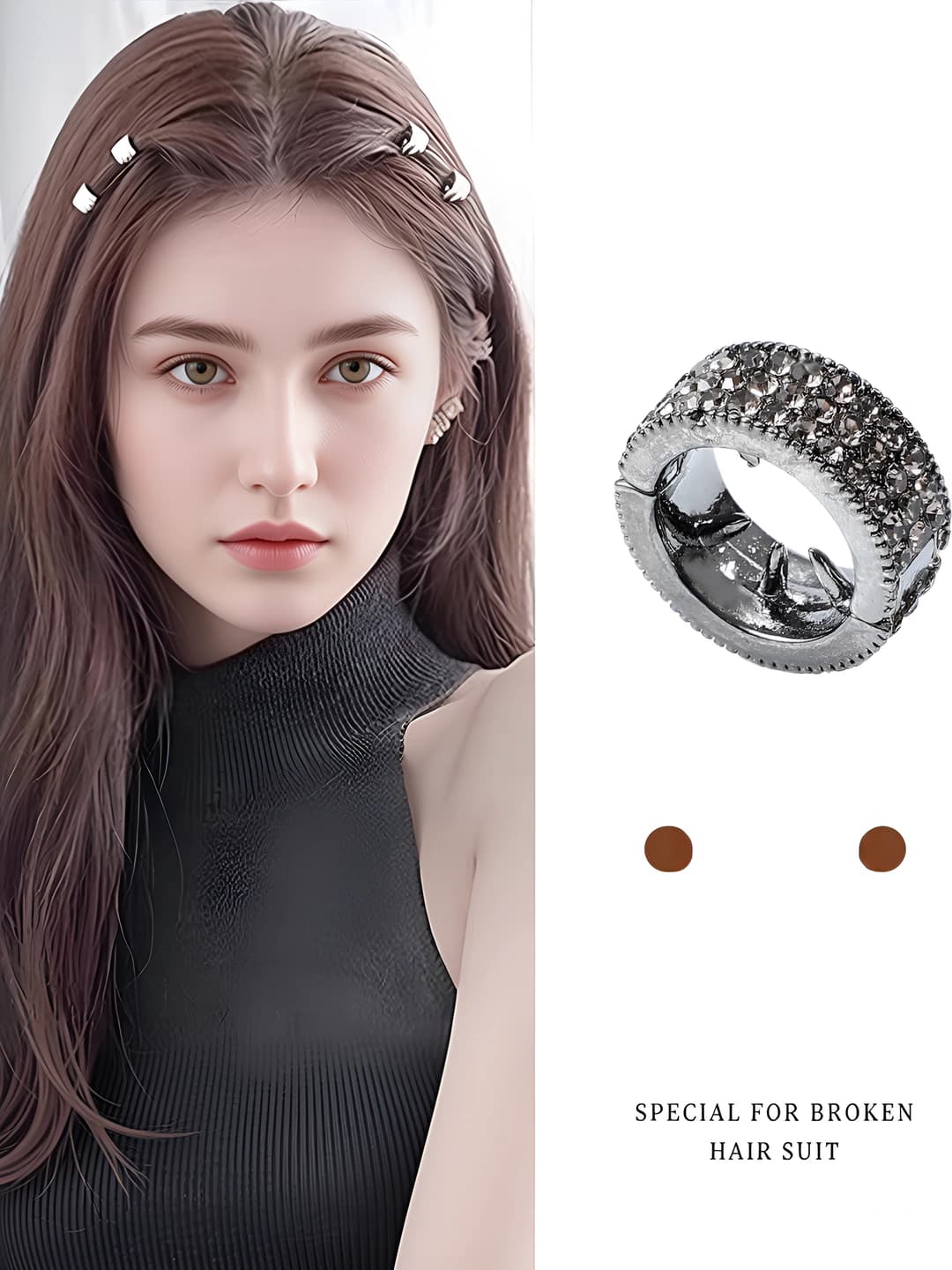 2# Qora metall soch to'qovchi, ~1.5 sm