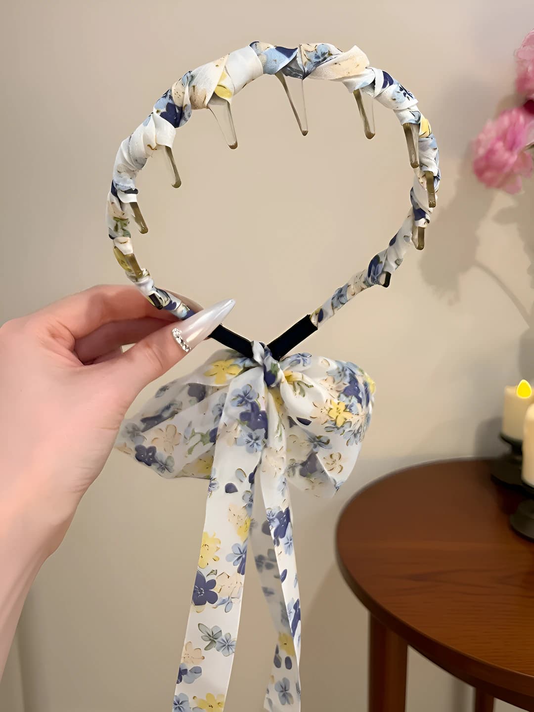 Blue fabric headband