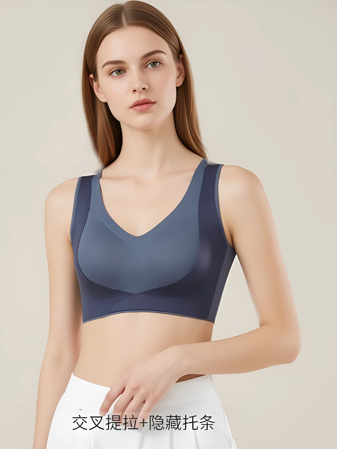 Women's thin seamless sports style plus size wireless bra