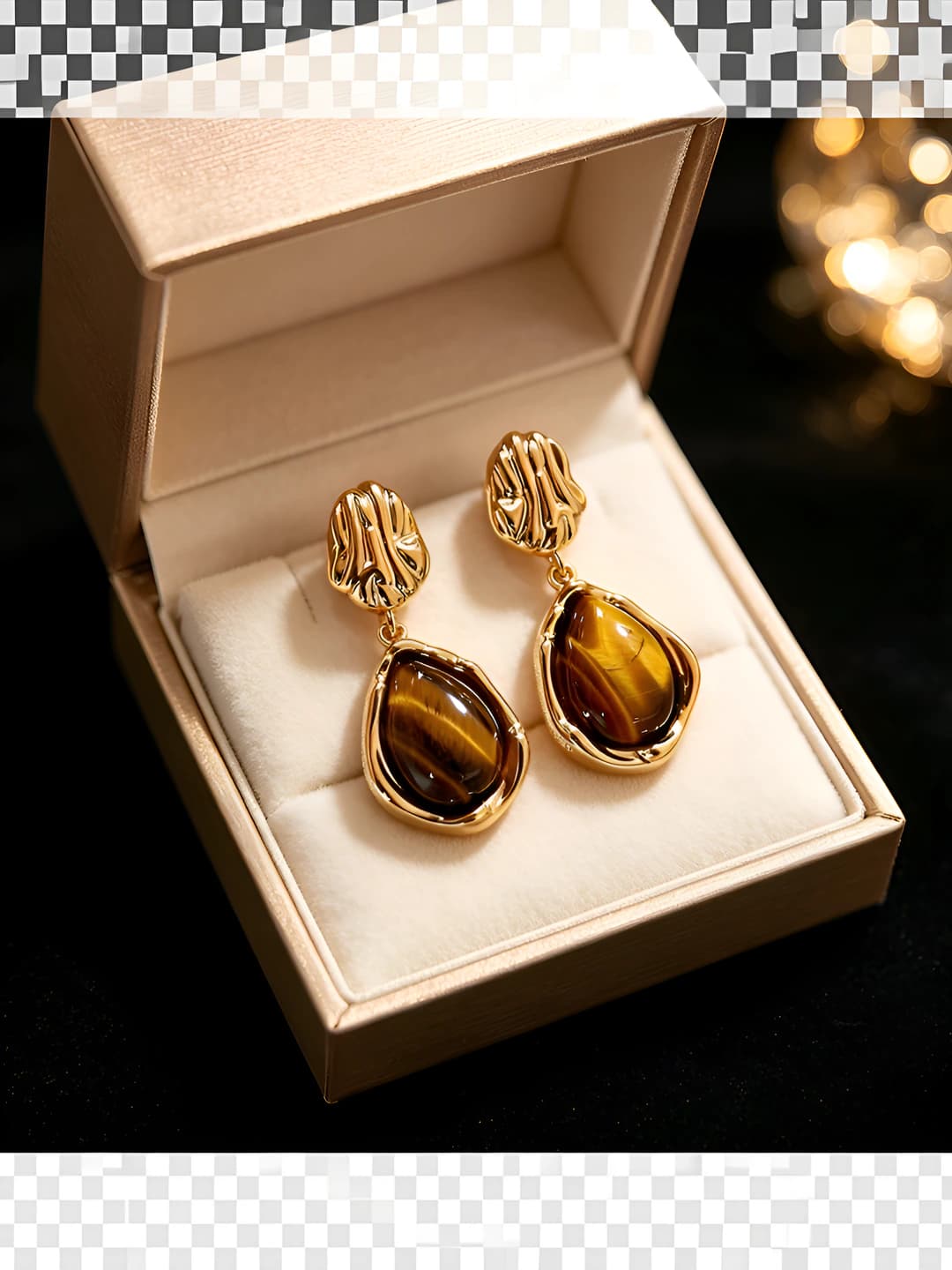 13# Meillard tiger eye teardrop studs