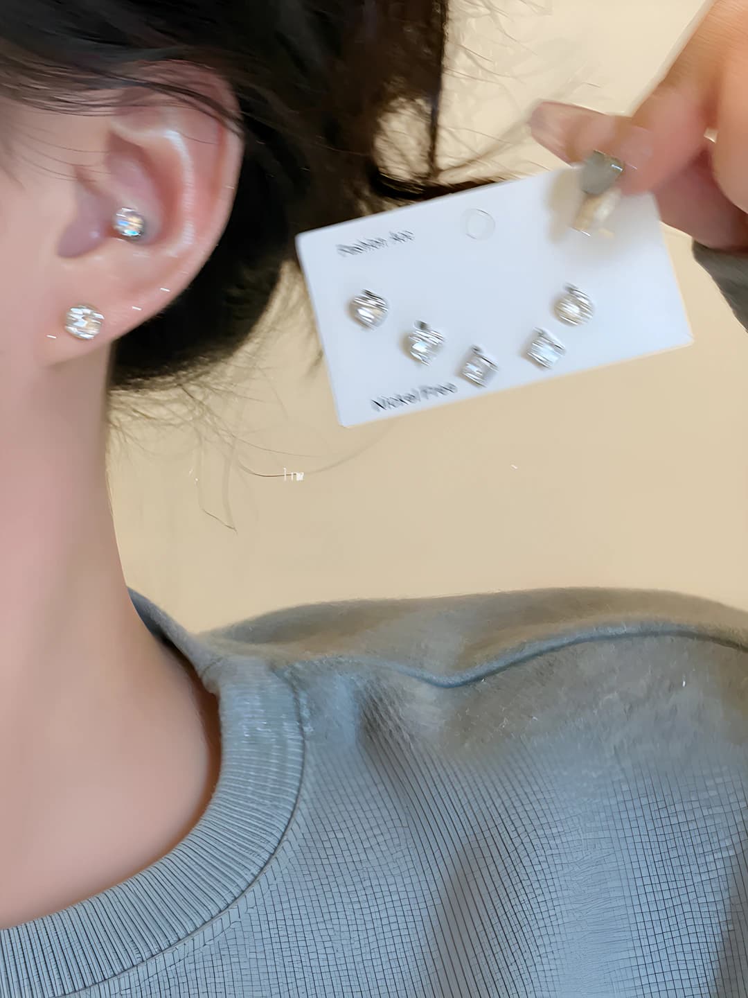 Women's S925 silver post zirconia heart stud earrings set