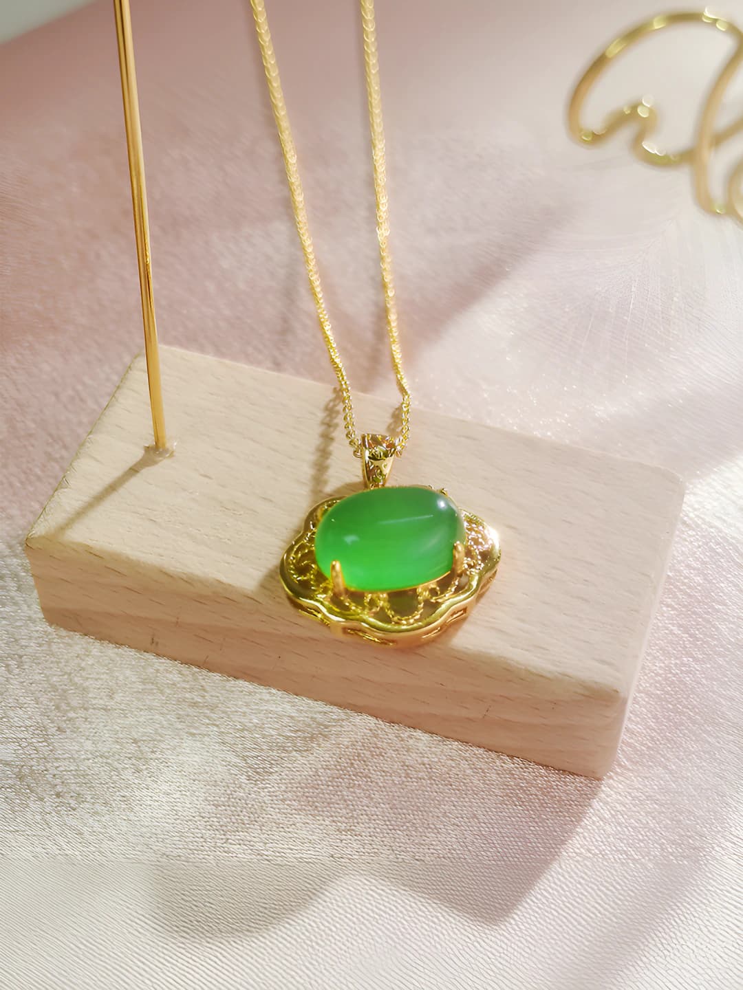 Gold + green chalcedony (natural)