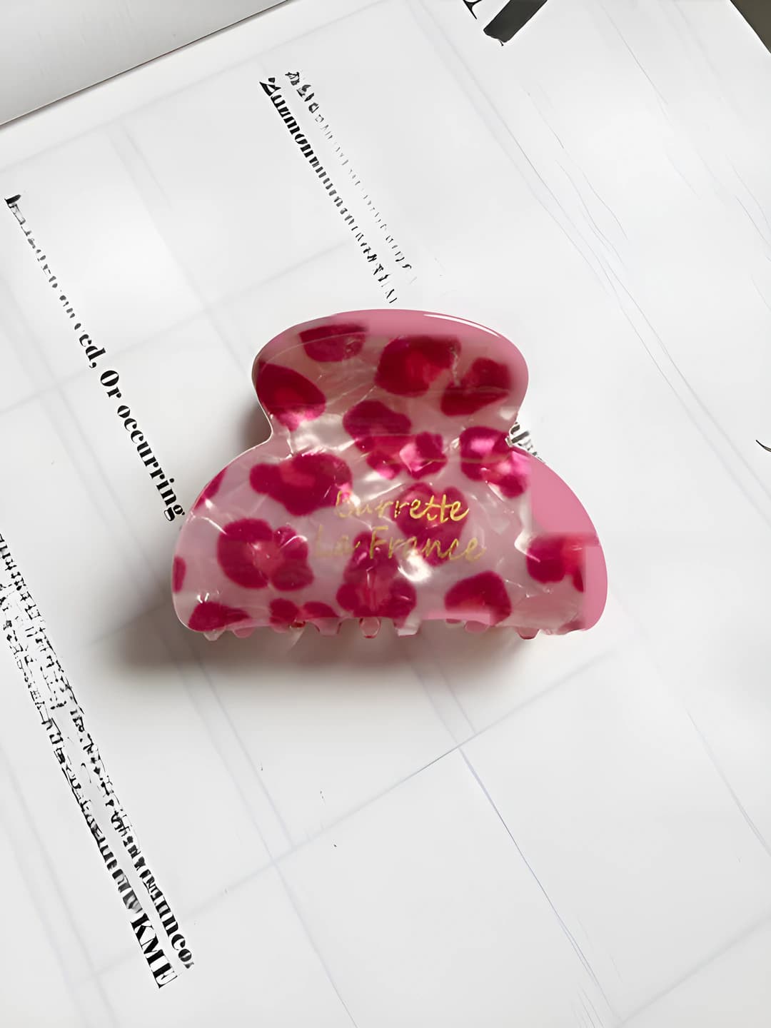 Pink leopard acetate clip [Small fan]