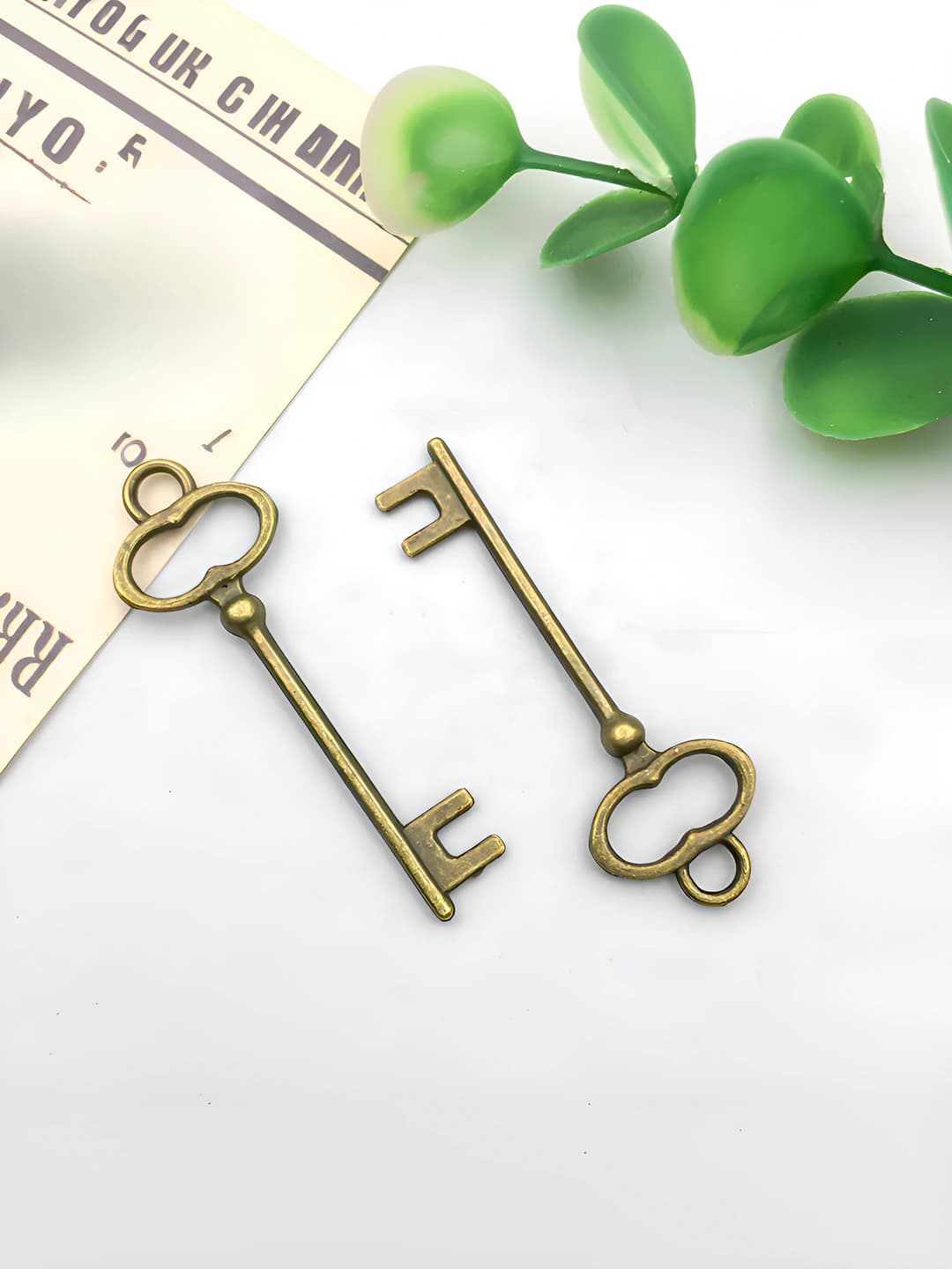 1 pc antique teal key 14x40mm-1g