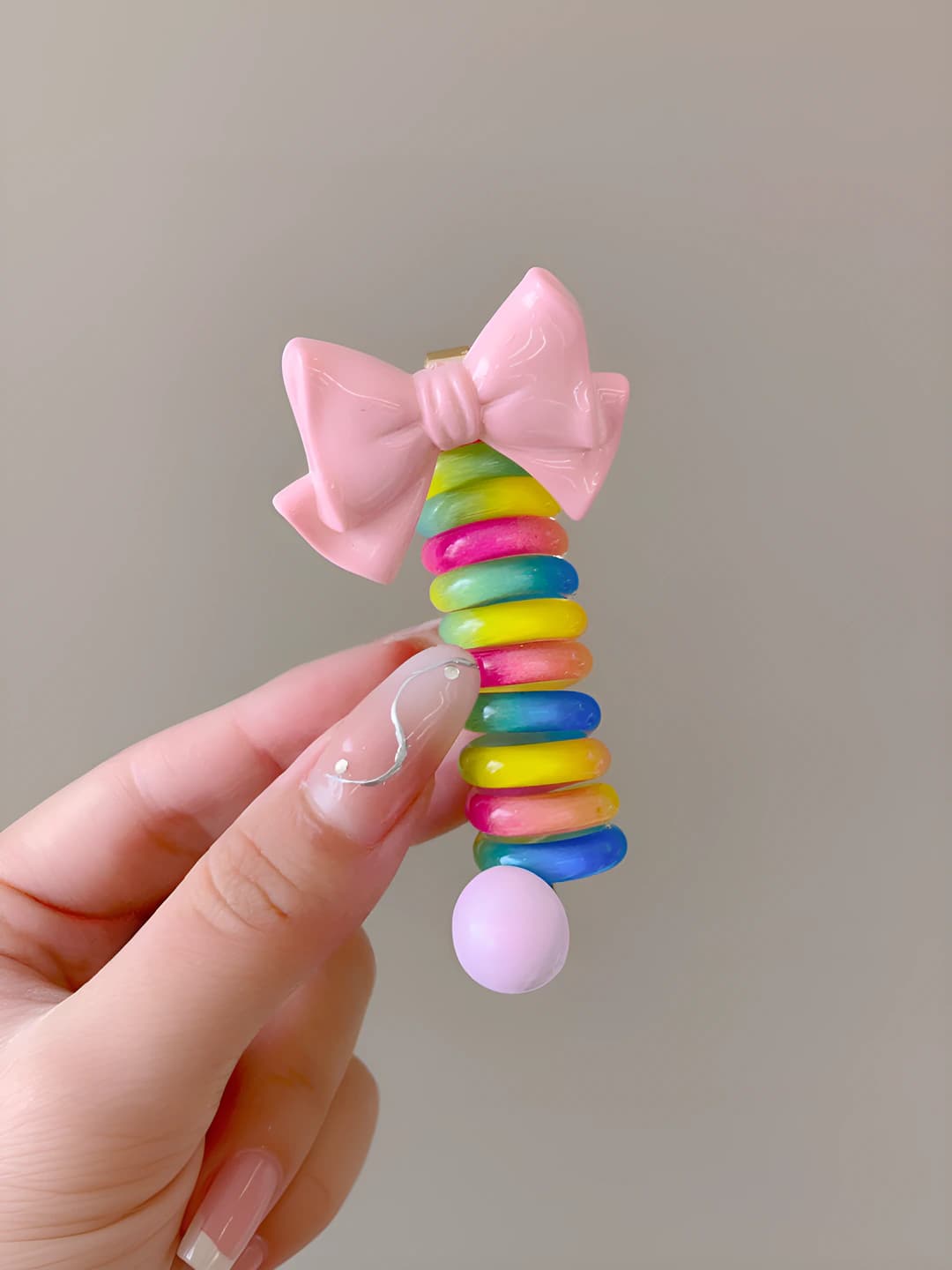9# Pink double-layer bow curled cord