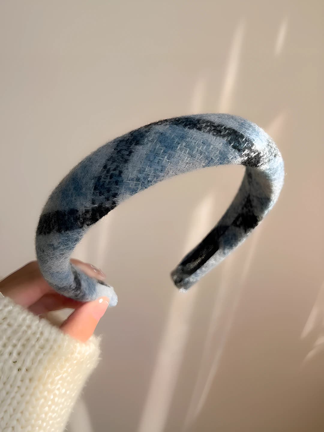 Blue woven plaid, 3.8 cm