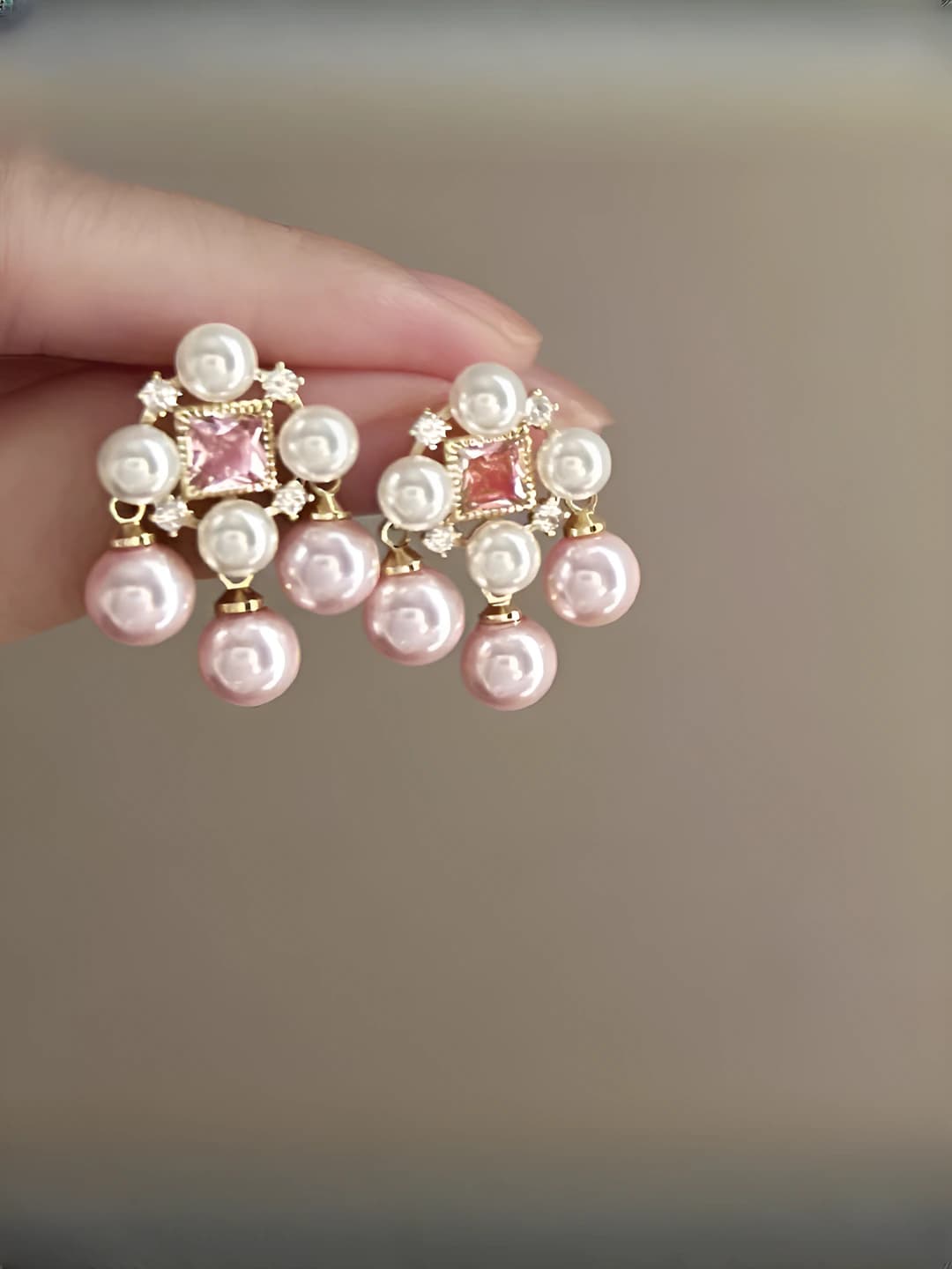 87# Silver post - Pink - Pearl