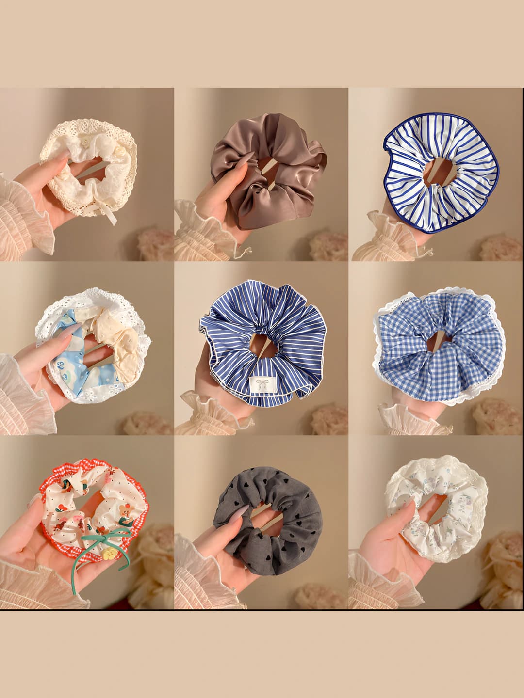 Women's stretch hair ties autumn-winter, Korean style, velvet material, square design, 2026