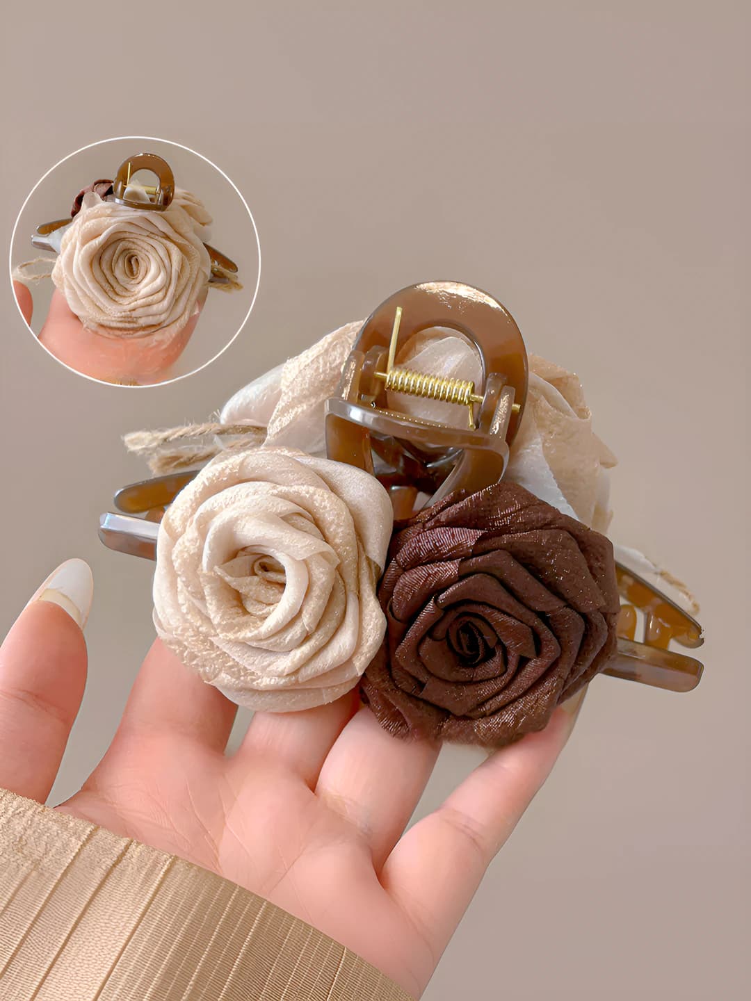 2# Off-white-coffee dried rose clip 13cm