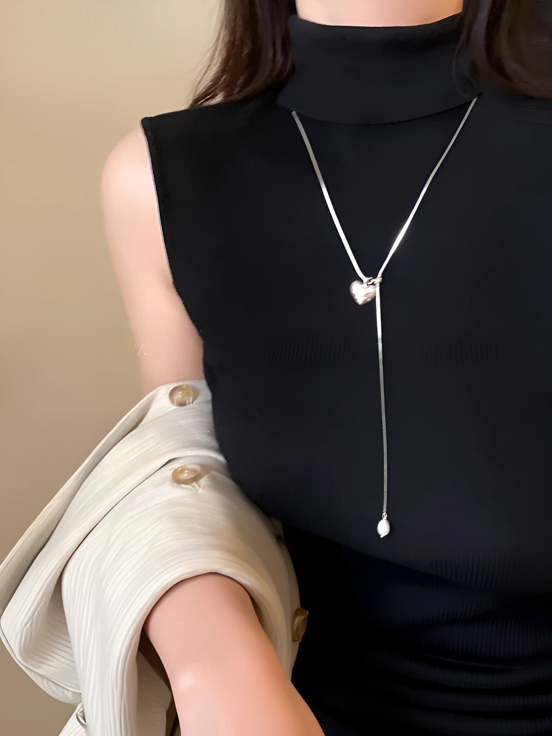 Heart pearl pendant chain
