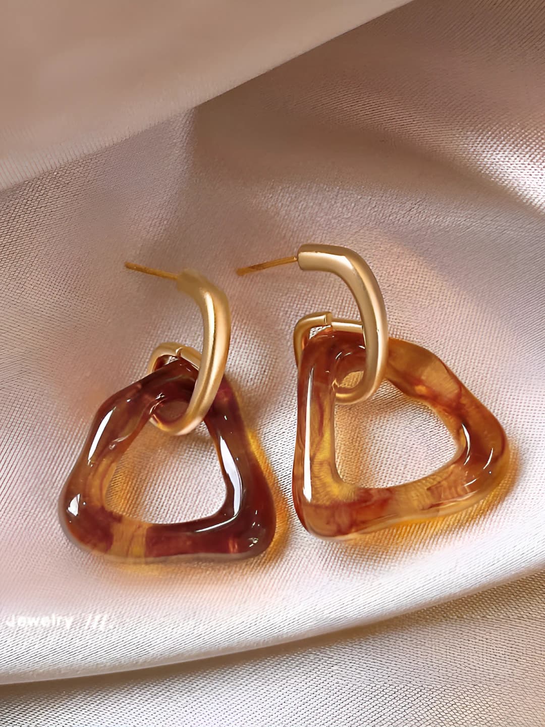Caramel amber triangle earrings