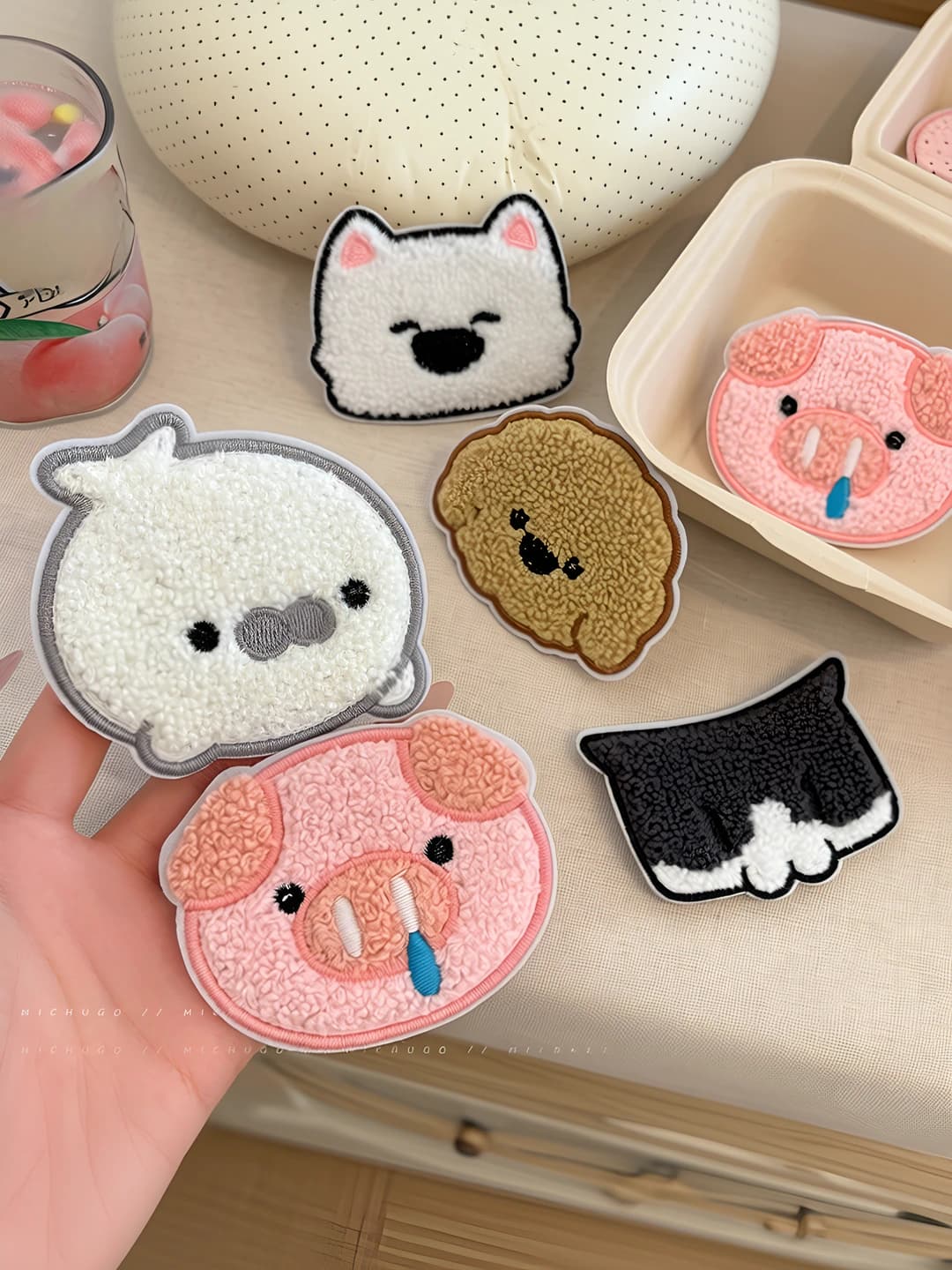 Women's hair clips and combs with cartoon animals: seamless, velcro, fabric, floral, handmade