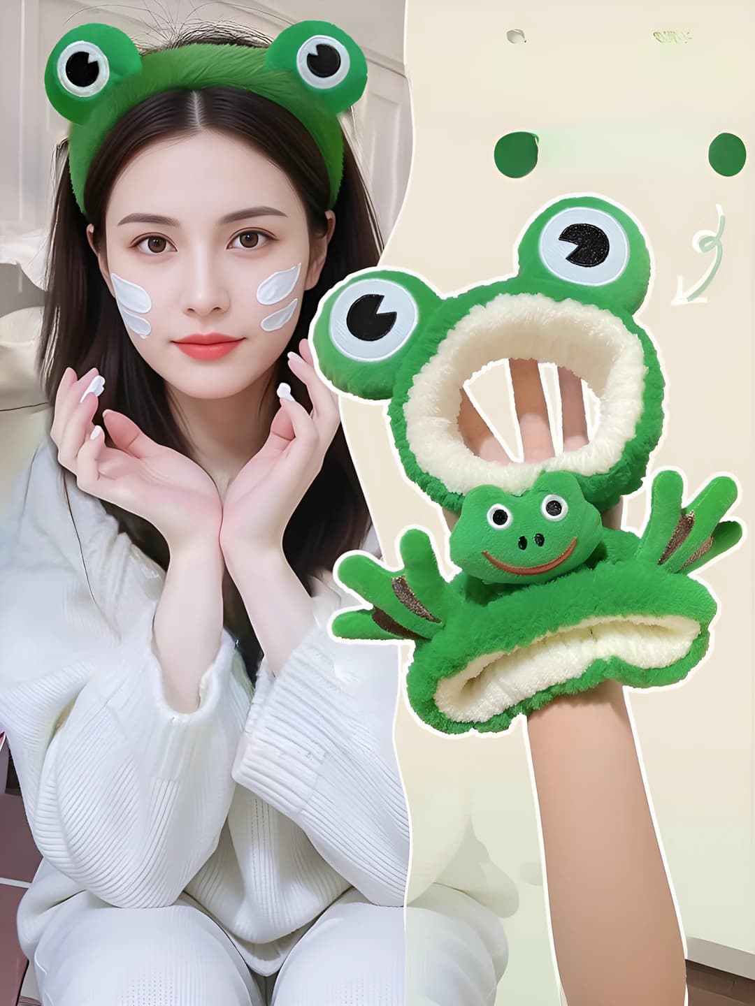 Women's wide-brim headband with frog pattern