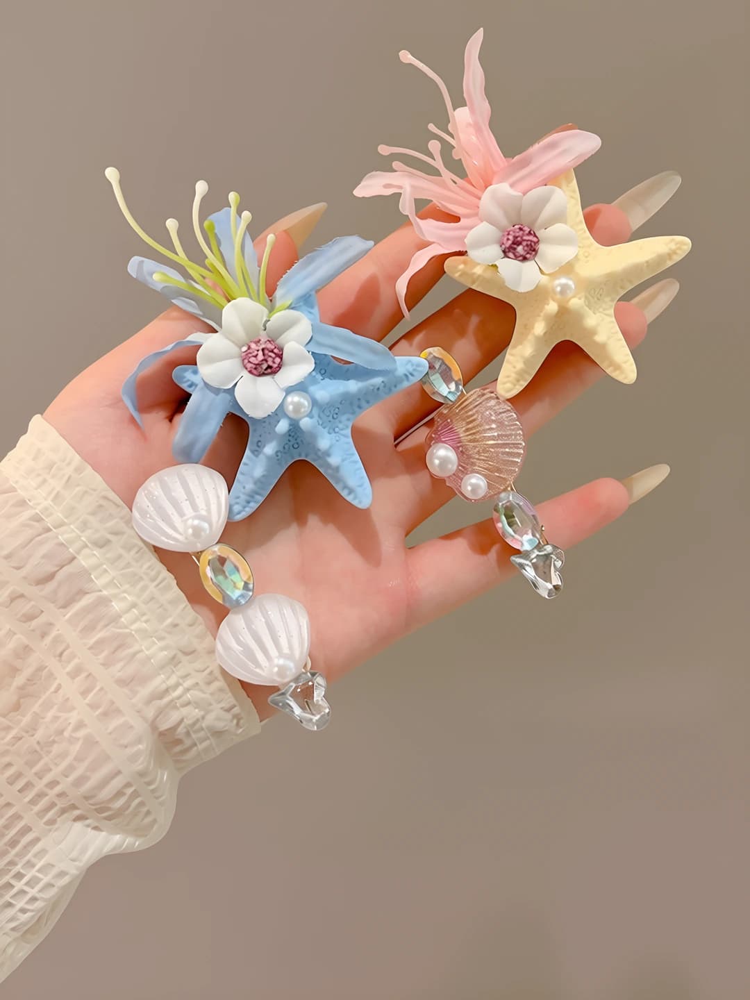 25# Starfish and flowers, 4 pcs
