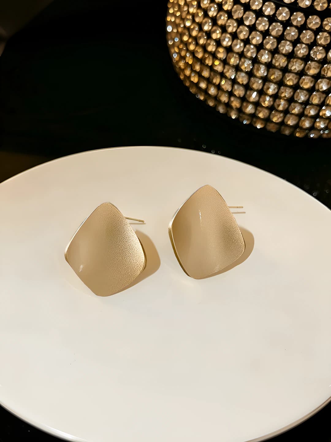 Gold irregular square studs