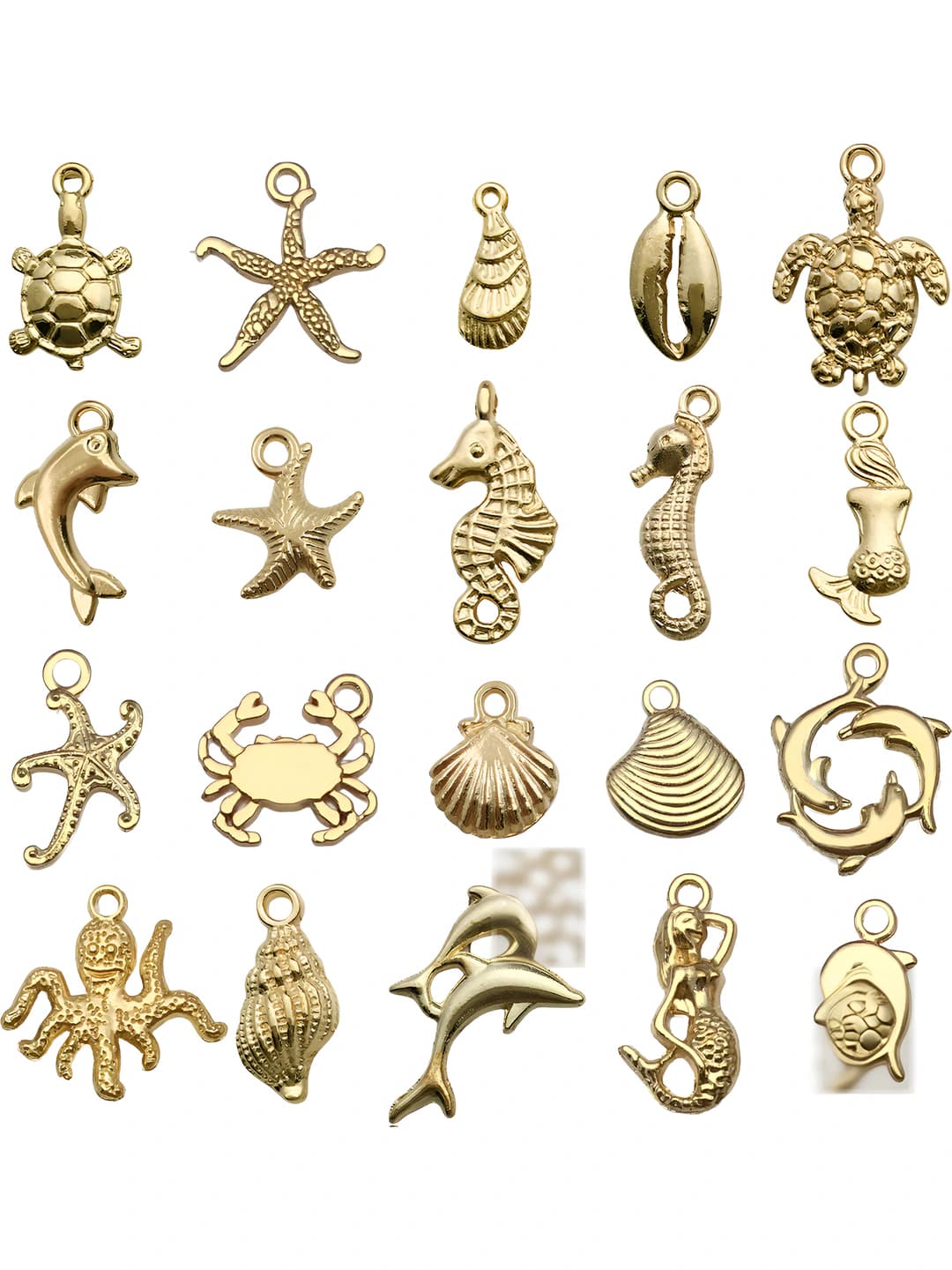 Women's DIY ocean-themed metal charms and pendants, zinc alloy, electroplating, natural style