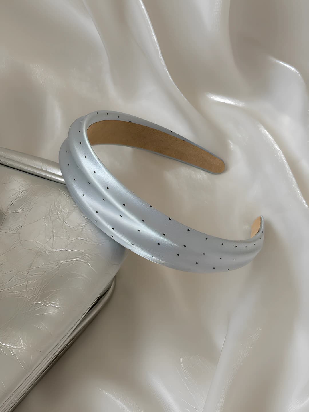 Blue polka dot headband