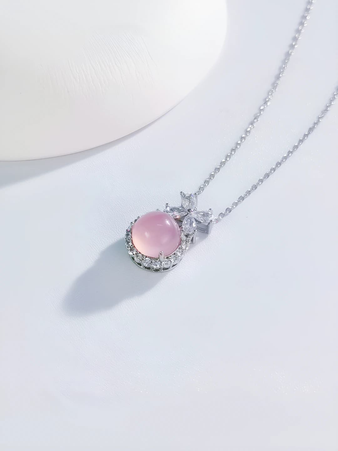 White gold + Rose quartz (small)
