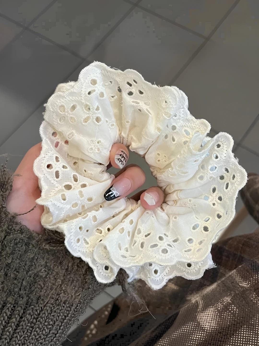 Off-white lace double layer 12 cm