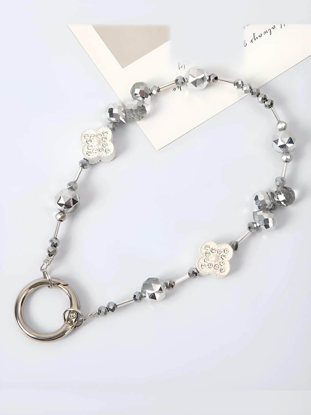 K3719 Teardrop four-leaf clover charm - grey