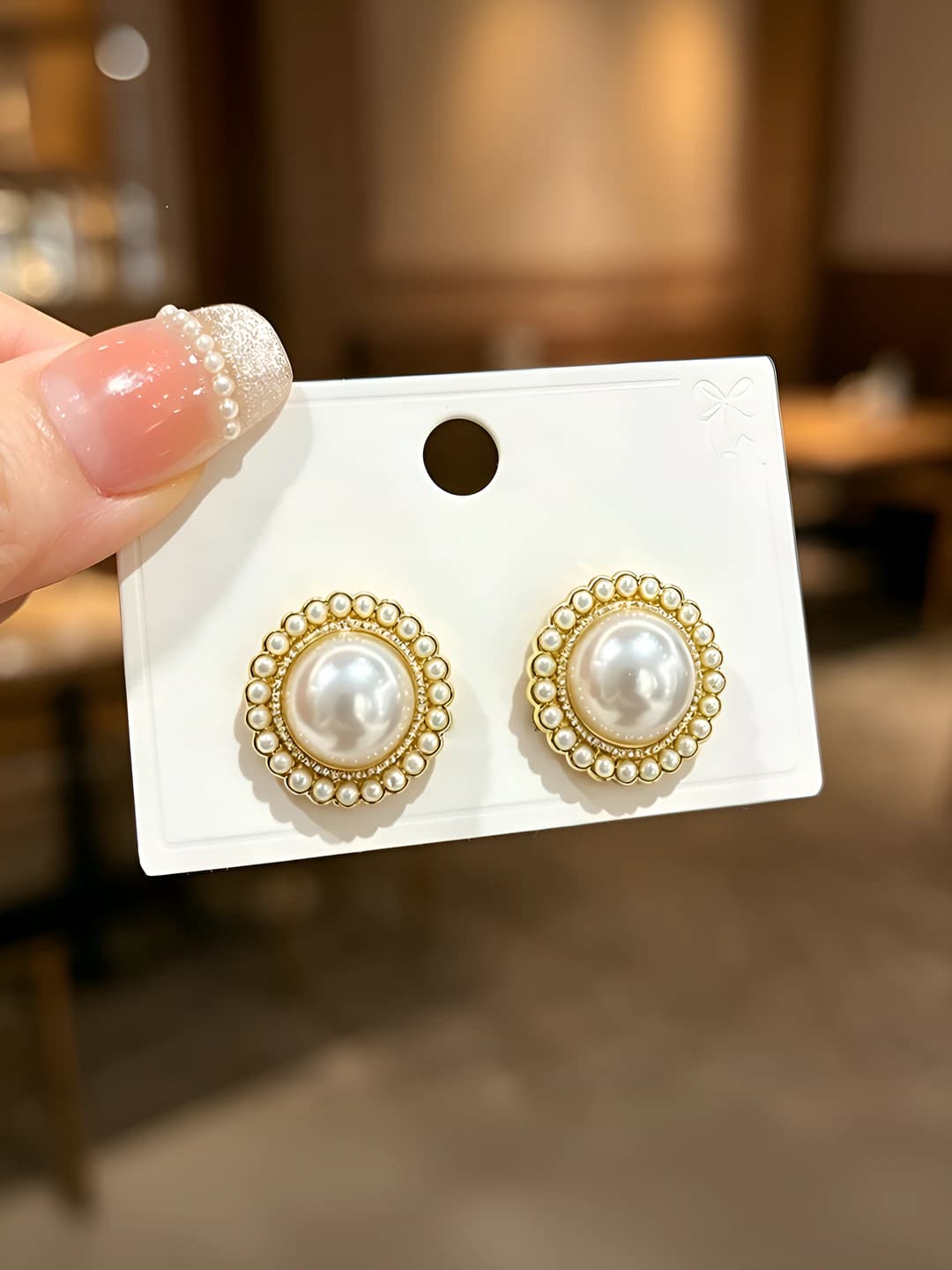 925 silver rim pearl stud