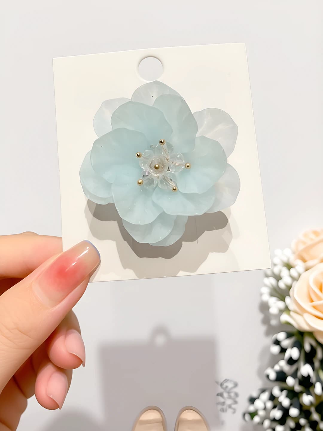 6# blue camellia (approx. 5cm)