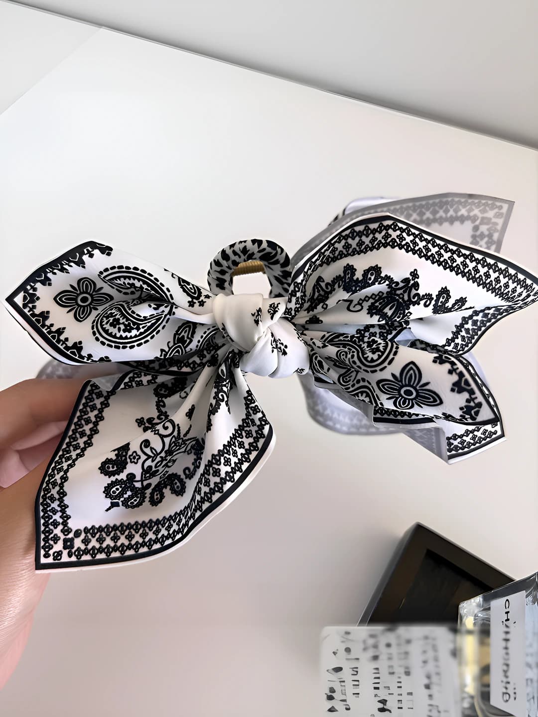 Women's retro Paris style paisley fabric bow hair clip