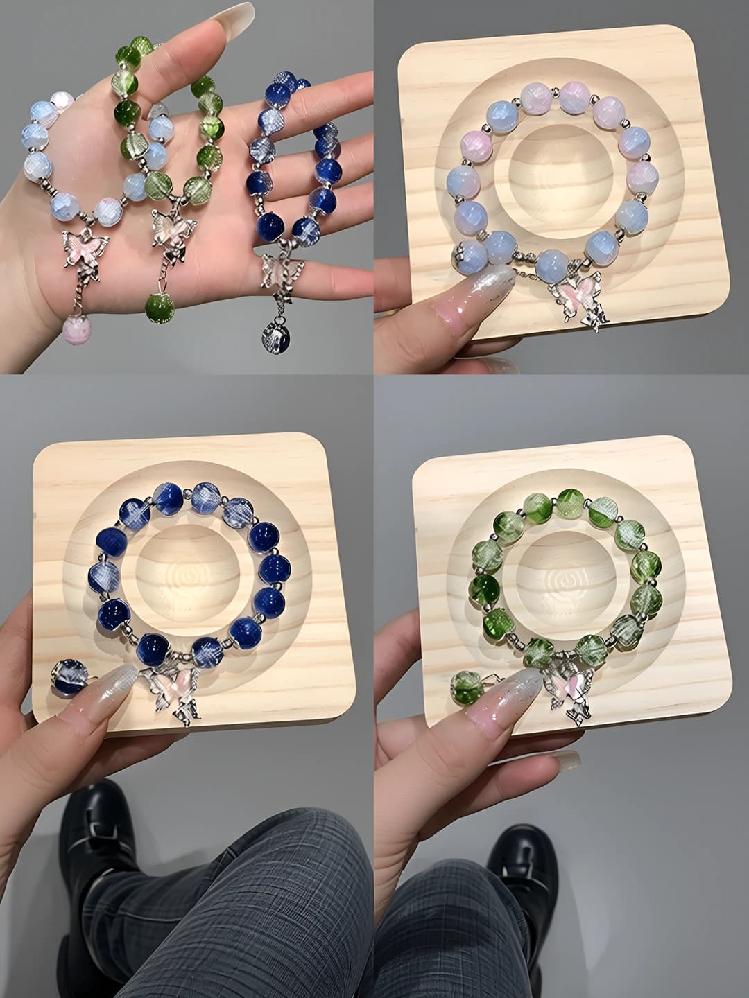 Women's glass and murano beaded bracelet, handmade, simple style