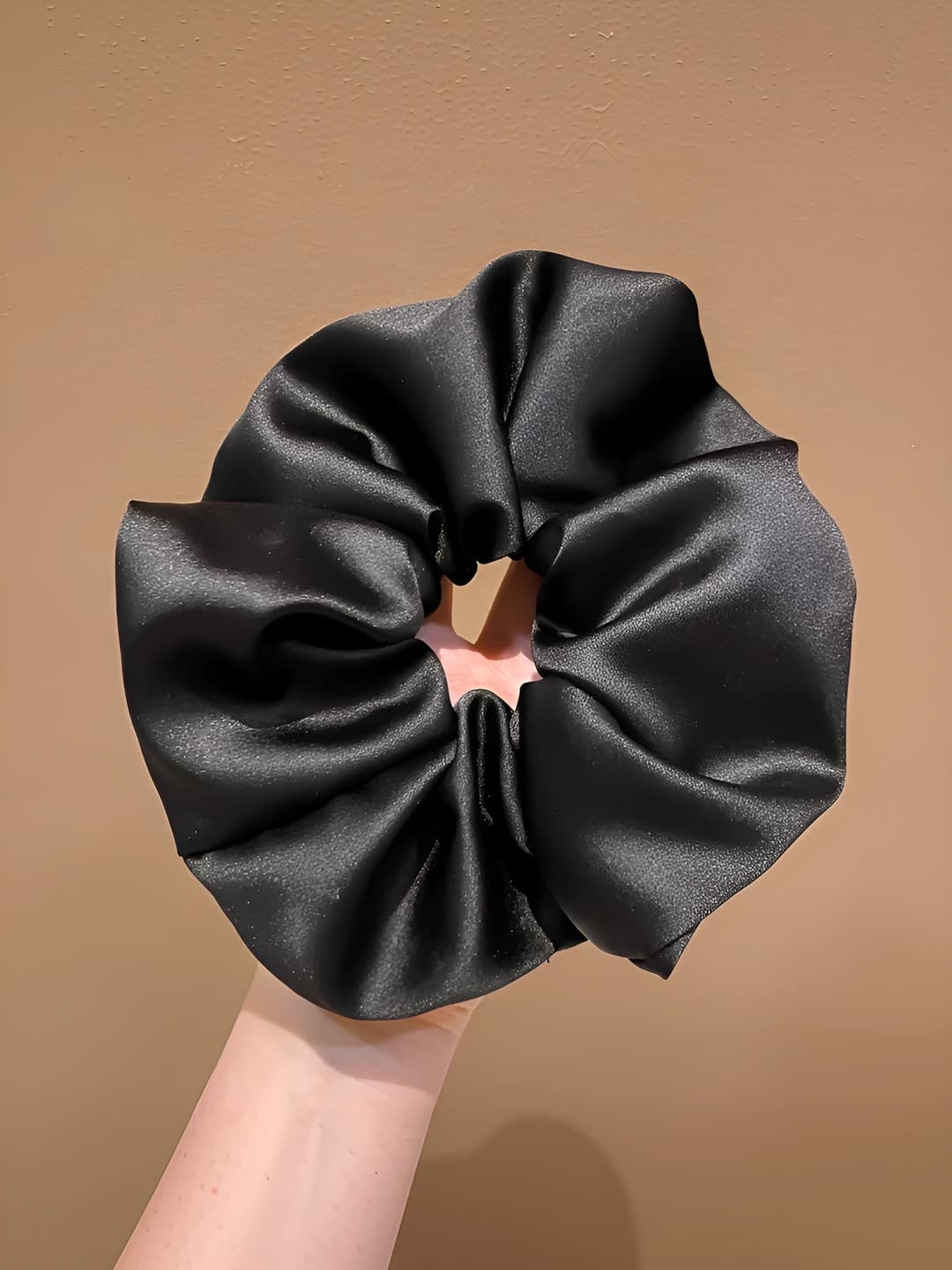 Black double satin hair tie-17 cm