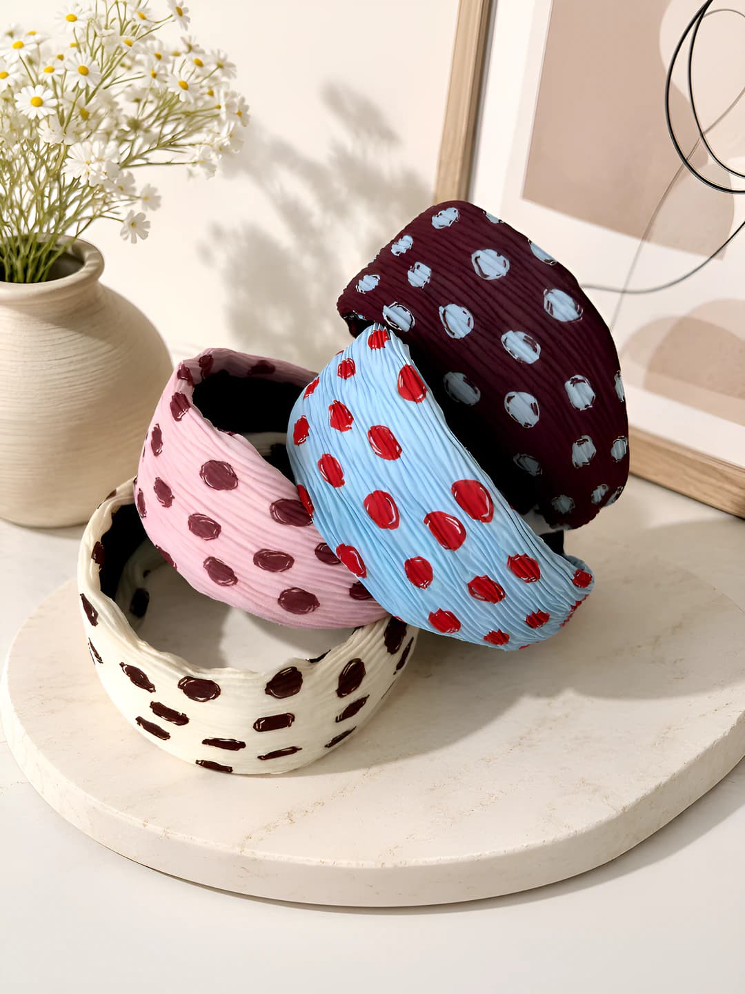 Polka dot headband - Coffee - 1 pc
