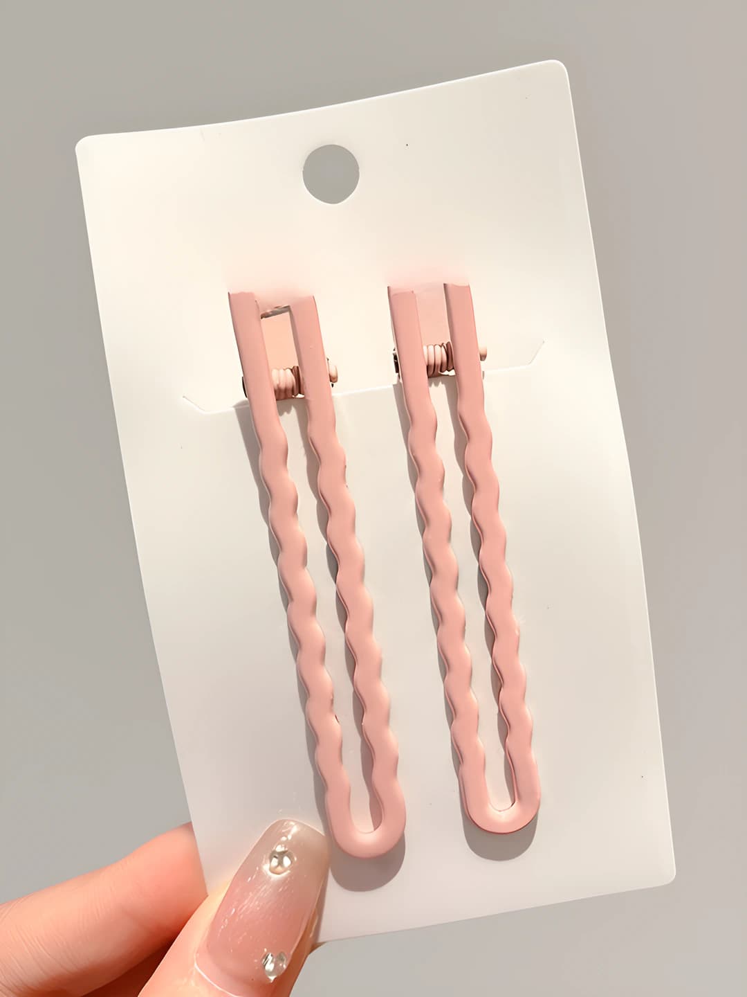3# Pink wavy clip - pair OPP pack 8.3 cm