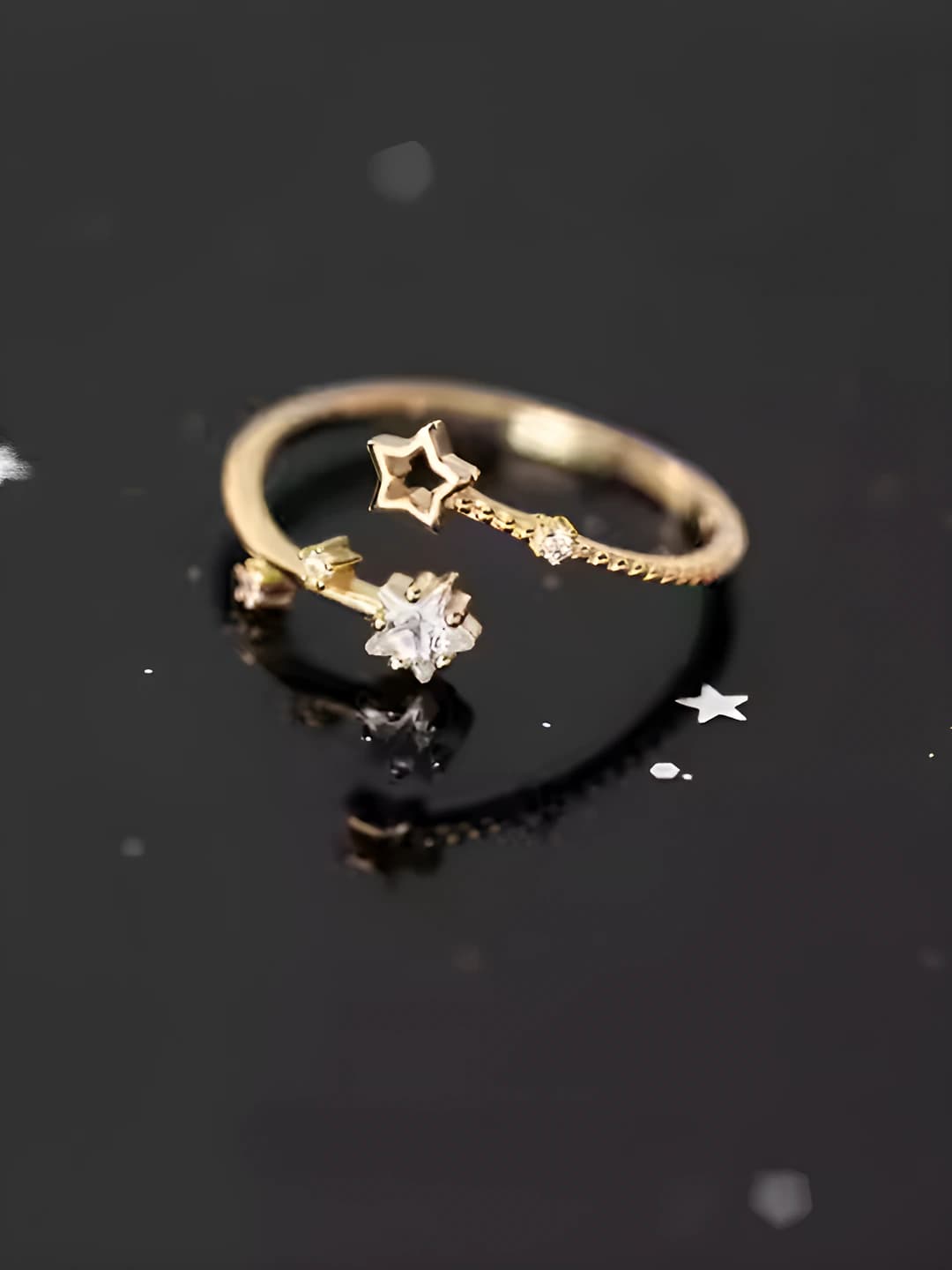 Women's star zircon ring, chic style, alloy