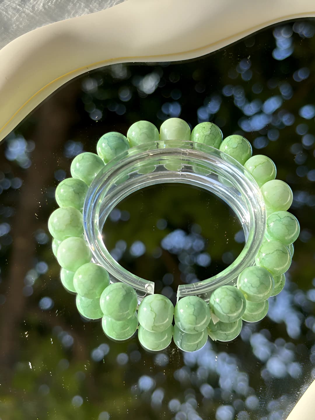 Watercolor green ceramic bracelet