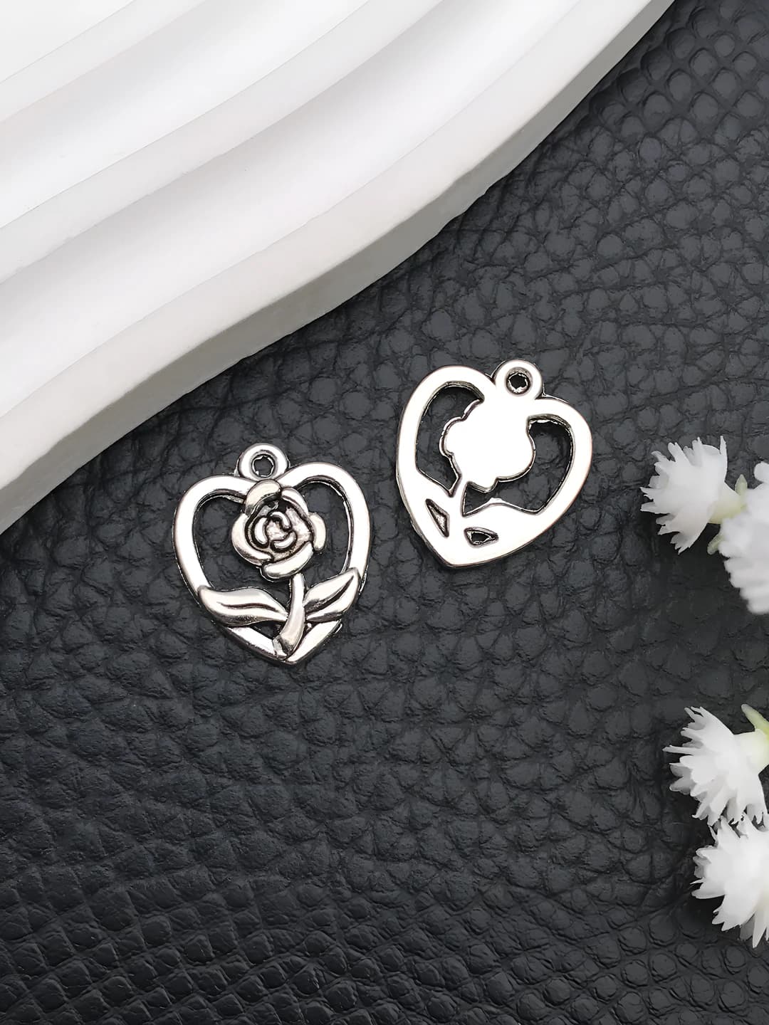 1 шт антик серебро персик сердце цветок 15x19mm