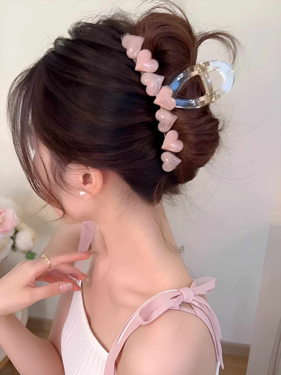 8# Pink heart clip large-13 cm