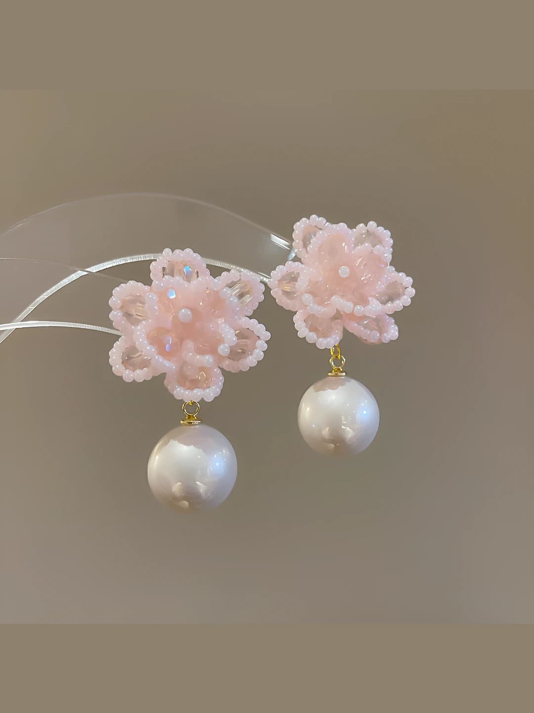 40# silver post - pink - flowers