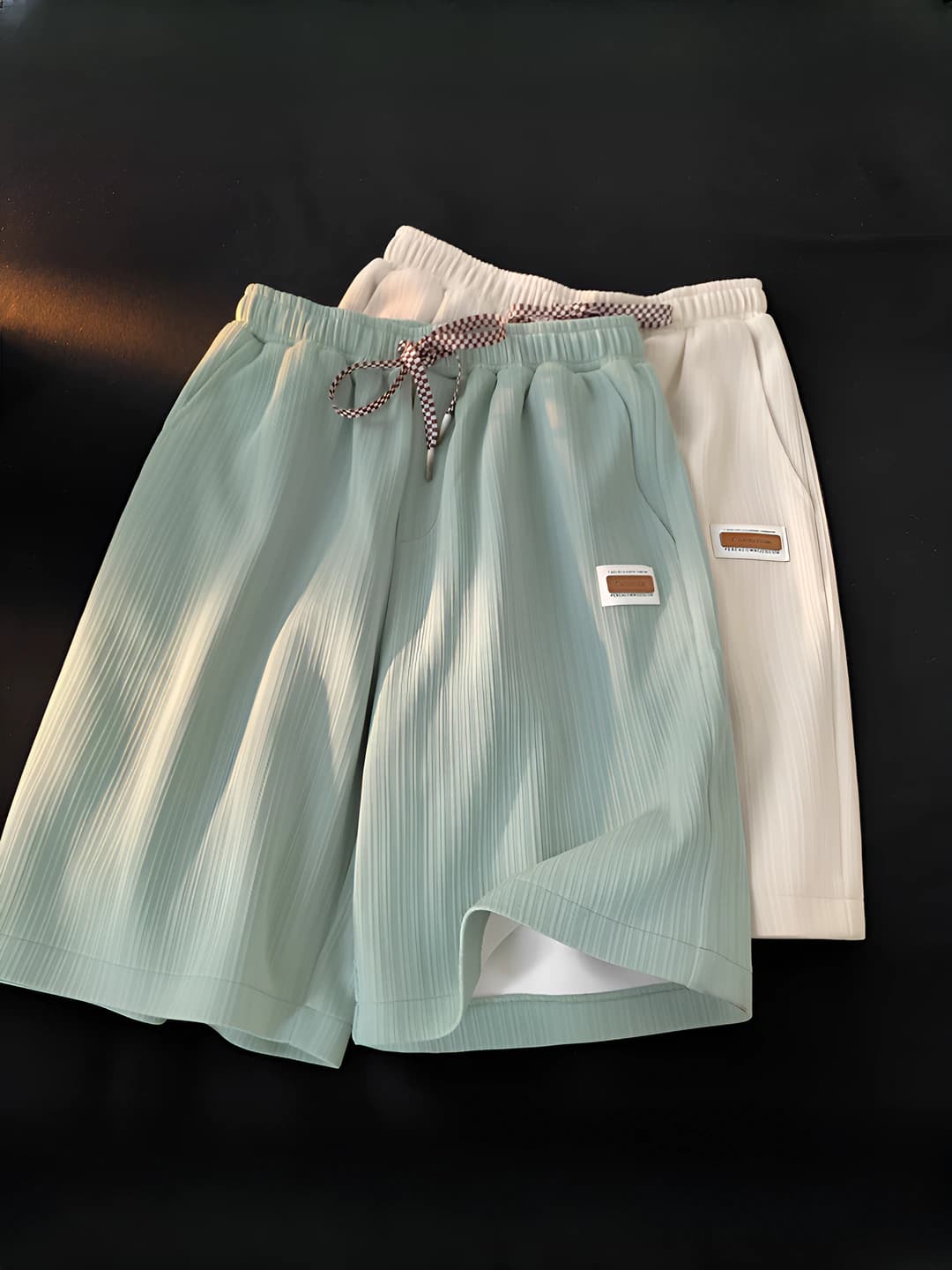 Men's summer ice-silk fabric shorts, breathable, knee-length, loose fit, stretch, casual