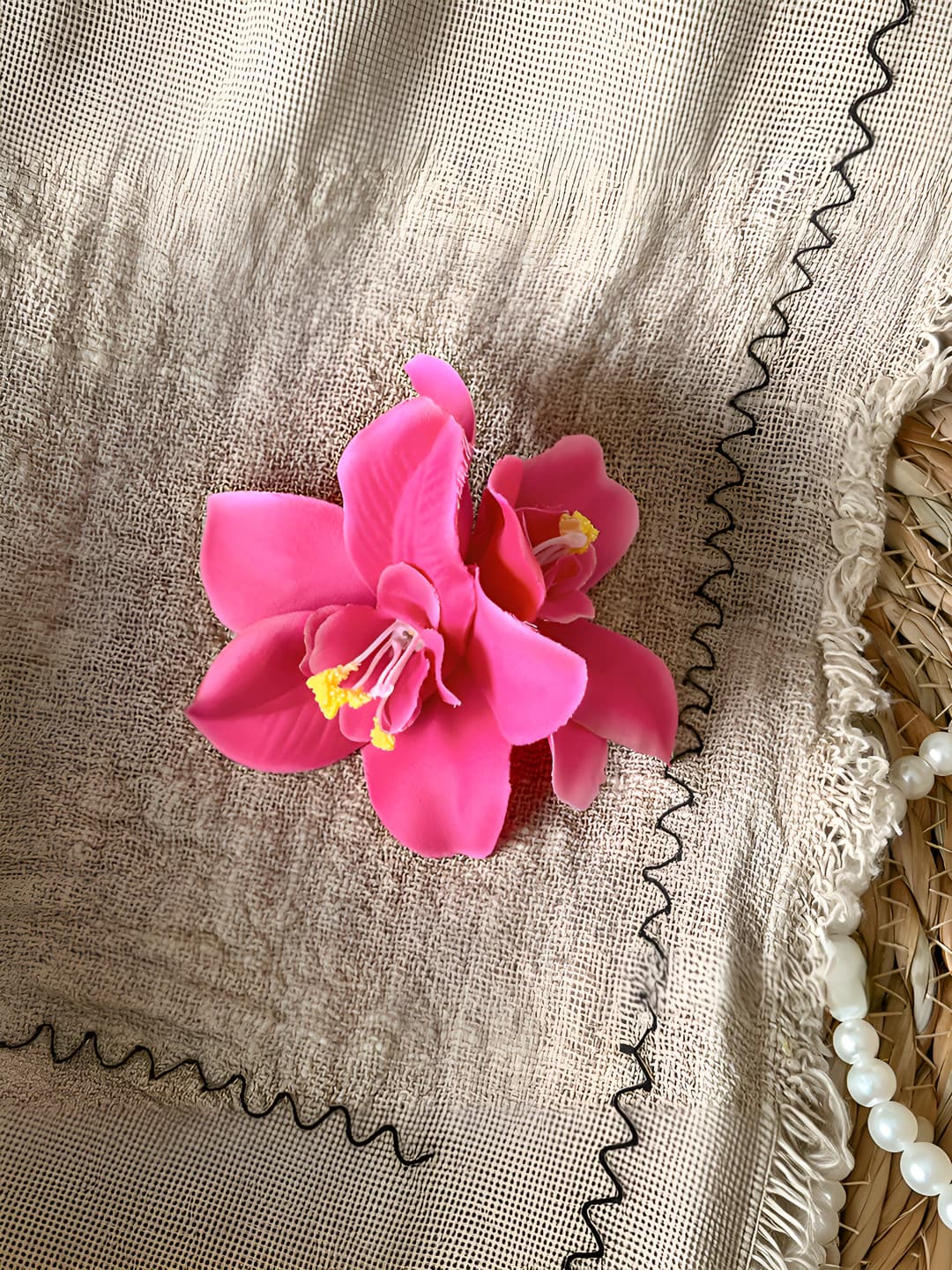 Rose red hair clip