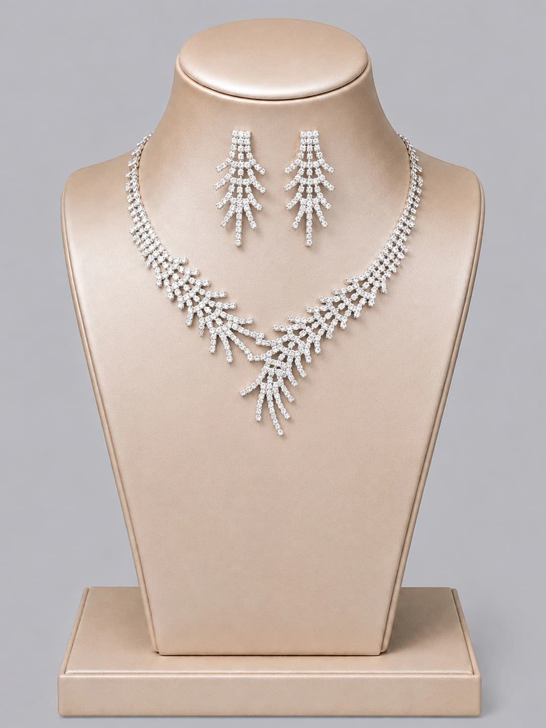 Silver branch design necklace set
