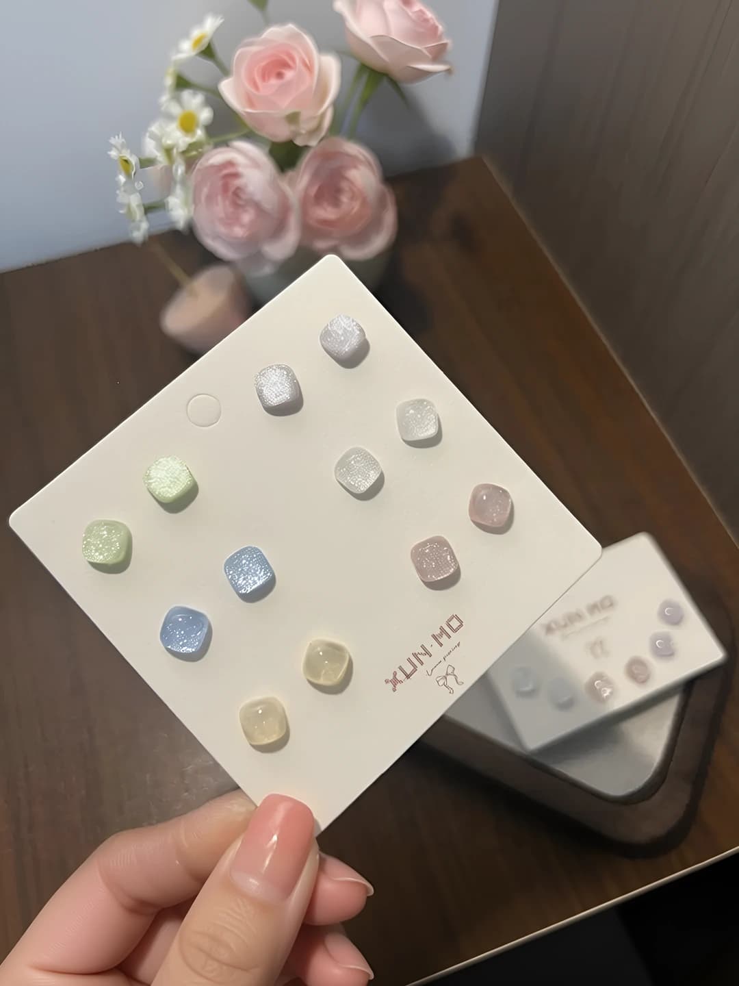 1# Multicolour starry sky small squares 12 pcs ~0.7 cm